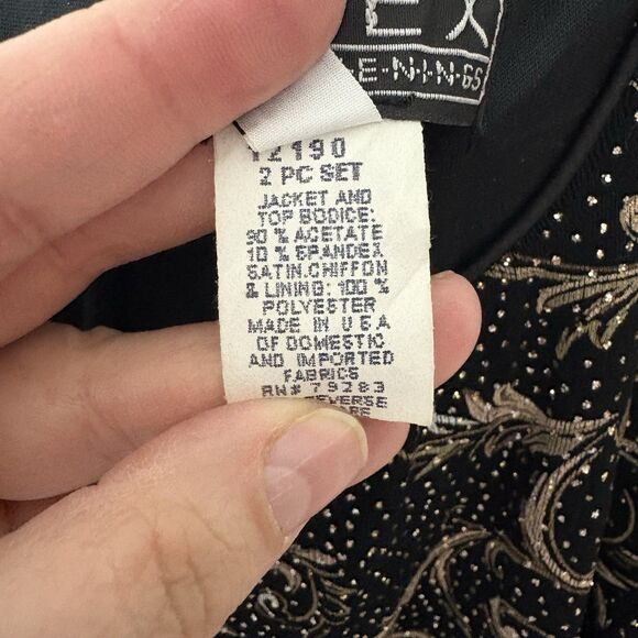 Alex Evenings 18W Empire Waist Sheath Dress Sparkle Black Gold Silver READ - Picture 5 of 12